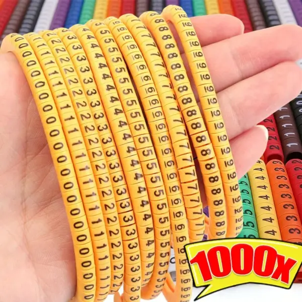 1000/500Clip Cable Wire Markers Colorful Electrical Wire Numbering Marker Tube Number Labels Insulation Sleeve Clip Accessories