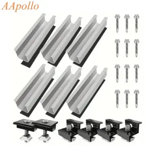 Solar Panel Mounting Rail Kit PV Module Bracket Mid End Clamp Solar Flat Roof Mount Brackets For Install 30/35mm Solar Panel