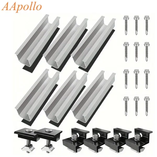 Solar Panel Mounting Rail Kit PV Module Bracket Mid End Clamp Solar Flat Roof Mount Brackets For Install 30/35mm Solar Panel