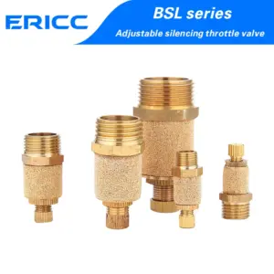 10pcs AIR Pneumatic Brass Adjustable Muffler Exhaust Valve M5 1/8"  1/4"  3/8" 1/2" Throttle Silencer For Solenoid Valve