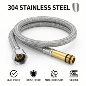 Premium 304 Stainless Steel Braided Hose Flexible Leak-Proof Faucet Connector Copper Pipe for Kitchen Bathroom Shower Heater