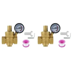【24H SALE】2 Set 3/4Inch DN20 Brass Water Pressure Regulator Valve Water Pressure Reducer Regulator Adjustable Relief Valve Gauge