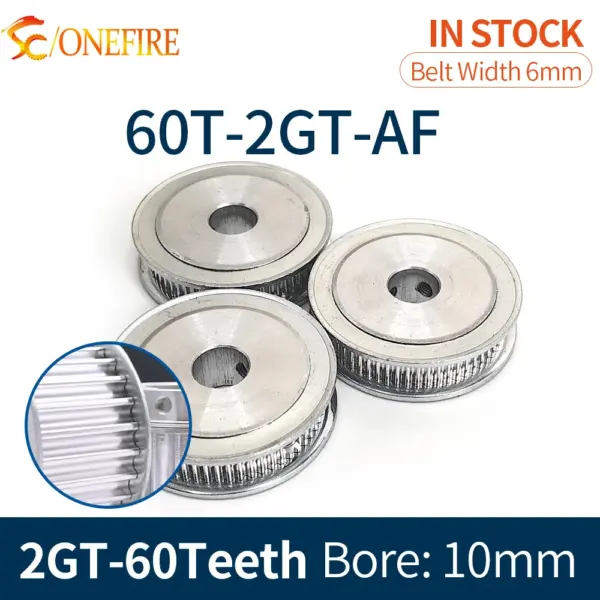 2GT 60 teeth Timing Pulley Bore 10mm Belt width 6mm GT2 Aluminum Alloy Pulley Transmission Components 3D Printer Parts