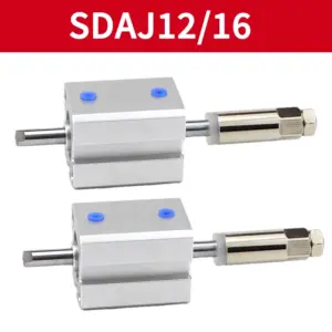 SDAJ12/16mm Double Acting Piston Tools Aluminum Alloy Adjustable Stroke Compact Thin Air Pneumatic Cylinder