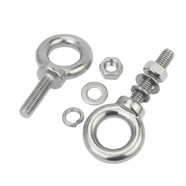 304 Stainless Steel M3 M4 M5 M6 M8 Ring Eyebolts with Nut Washer Gaksets Set Extended Bolts Marine Lifting Ring Screws and Nuts