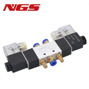 4V220-08 5 Way 2 Position 1/4" Air Pneumatic Solenoid Valve DC12V DC24V AC110V AC220V with 4mm 6mm 8mm 10mm 12mm Fitting