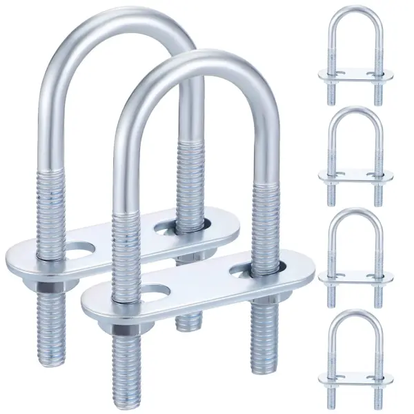 6Pcs Stainless Steel U-Bolt Set with Nuts Washers Round U-Shaped Bolts for Hardware Marine Automotive Trailer Boat Applications