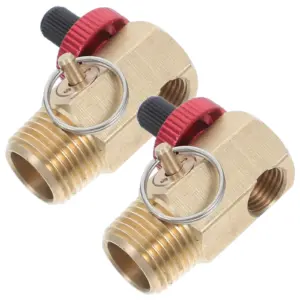 2Pcs Brass Safety Valve Air Tank Manifold Fill Port Relief Bypass 12x14 Npt Hose Valve for Portable Air Compressor Pressure