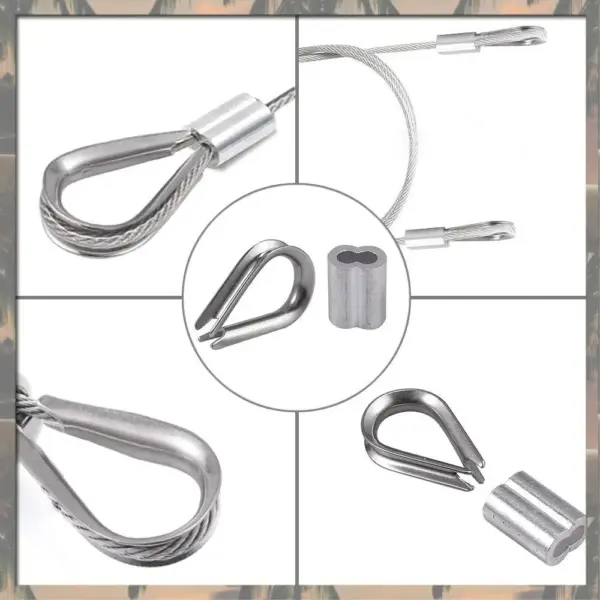 A70U New Cable Ferrule 100Pcs 1/8Inch Crimping Loop Sleeve Crimps 50Pcs M3 Stainless Steel Thimble Rigging For Wire Rope Cable