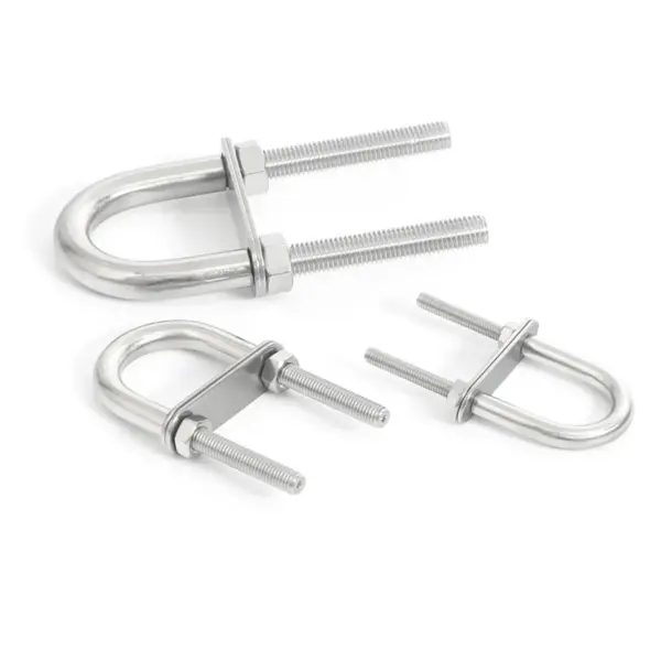 304 Stainless Steel U-Shaped Thickened Rod Bolt With Nut Gasket, Extended Horseback Pipe Clamp, Marine Yacht
