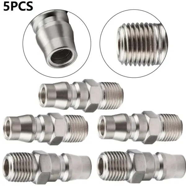 5PCS Male Coupling Air Fitting With 1/4 Inch For BSP Male Thread Steel For Use In Pneumatic Hose And Air Compressor Connections