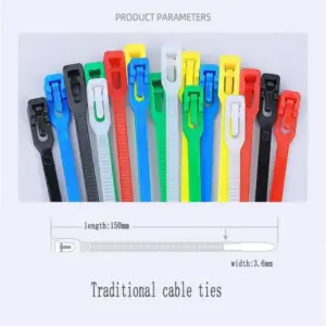 NEW 100PCS Detachable Cable Ties Colored Plastics Reusable Cable Ties Nylon Loop Wrap Zip Ttype Cable Tie Wire Bandage Tie