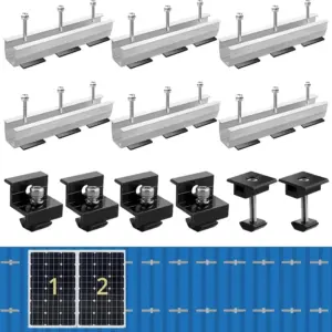12 Pcs Solar Panel Bracket Kit  Aluminium Mounting Rail 30mm/35mm End Clamps Brackets for Flat Roof PV Mounting Rail