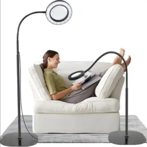 Child mother mirror LED floor standing magnifying glass light adjustable soft light ultra bright working 110V floor lamp desk la