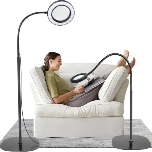 Child mother mirror LED floor standing magnifying glass light adjustable soft light ultra bright working 110V floor lamp desk la