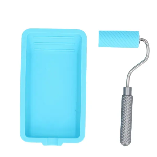 Silicone Paint Roller and Tray Set Reusable Soft Adhesive Latex Roller and Tray for Woodworking Crafts