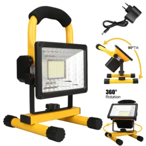 60W LED Work Lights Rechargeable Floodlight Waterproof Portable Emergency Work Job Site Lights with Stand for Camping Travel