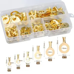 150/300/540PCS Round Terminal Block Pin Ring Lugs Eyes Copper Electrical Cable Connectors Non-insulated Wire Connector Tools