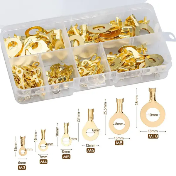 150/300/540PCS Round Terminal Block Pin Ring Lugs Eyes Copper Electrical Cable Connectors Non-insulated Wire Connector Tools