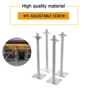4Pcs/set Leveling Jacks 18 inch Adjustable Height Scaffolding Solid Screw Jack with Base Plate 3*46cm