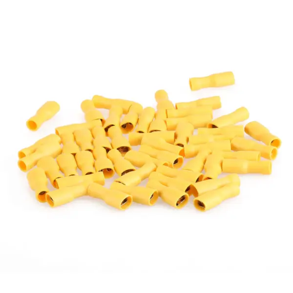 50Pcs Insulated Female Quick Splice Terminals Connector Kit Yellow Crimp Electrical Terminals for Marine Auto Navigation