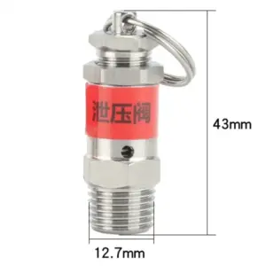1/8" 1/4" BSPT Male Thread 0.5 1 2 3 4 5 6-10 Bar 304 Stainless Steel Spring Type Pressure Relief Air Release Vent Safety Valve