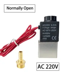 Brass Pagoda Connector 4mm Normally Open Brass Solenoid Valve 1/8" 12V 24V 110V 220V 2 Way Pneumatic Valves for Water Two-way