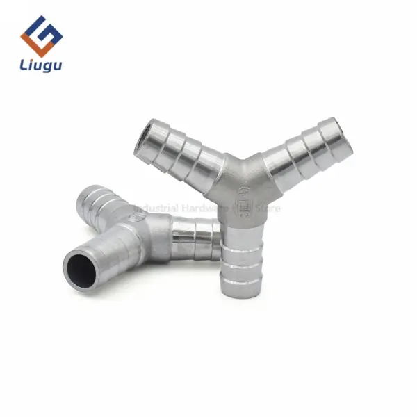Hose Barb Y Tee Connector 304 Stainless Steel, 6/8/10/12/13/14-25mm Pagoda Hose Tail Barb Pipe Fitting for Water, Gas & Air Hose