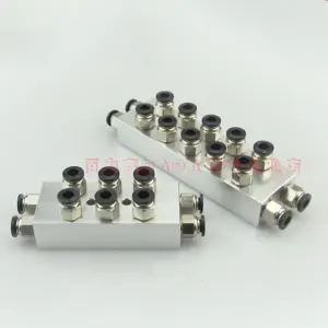 With 6mm Couplers 1/8" BSP Female 2 Rows x 2 3 4 5 6 8 Ways 8-28 Ports Solid Aluminum Pneumatic Air Manifold Block Splitter