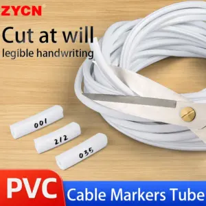 1 Roll Cable Markers 0.75-16mm2 Blank Number Tube, Handwritten Label Shaped Tube Concave PVC Identification Sleeve Wire Pipe
