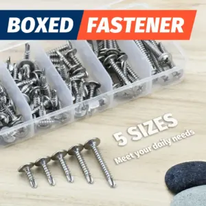 410 Stainless Steel #8 Modified Truss Head Sheet Metal Screws Assortment Kit Self Tapping Drilling Screws for Metal Plastic Wood