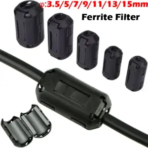5/10Pcs  3.5/5/7/9/13/15mm Toroidal Core Ferrite Bead Clip Choke EMI RFI Noise Filter Clip For USB/Video Cable Power Cord