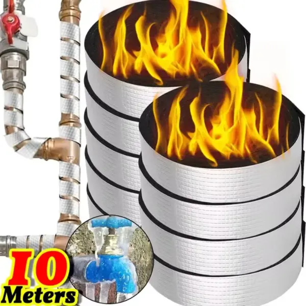 10M Insulation Pipe Tape Winter Antifreeze Protection Foam Foil Water Pipe Wraps Outdoor Indoor Self-adhesive Pipes Tapes Sleeve