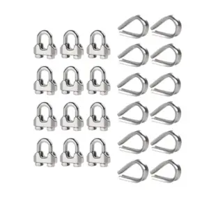 ABUL-Hanger 1/4 Inch M6 Wire Rope Cable Clamp Thimble Cable Clamp Kit For 1/4 Inch Wire Rope Cable Thimble Rigging,12 Set Durabl
