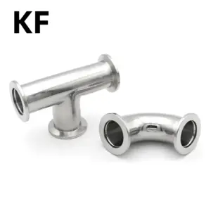 Vacuum Equal Tee 3 Way 90 Degree Elbow 304 Stainless Steel Sanitary  KF16 KF25 KF40 KF50 Pipe Fitting Tri Clamp Flange