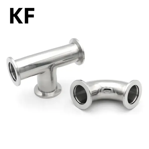 Vacuum Equal Tee 3 Way 90 Degree Elbow 304 Stainless Steel Sanitary  KF16 KF25 KF40 KF50 Pipe Fitting Tri Clamp Flange