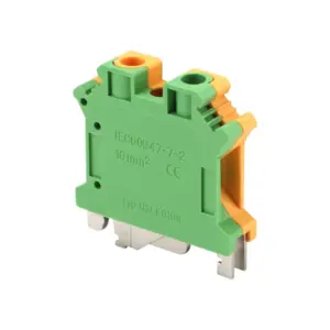 10Pcs USLKG10 DIN Rail Earth Terminal Block, Yellow-Green Grounding Connector For UK 3 5 6 16 Series, Flame Retardant