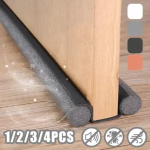 4Pcs Weather Strip Door Bottom Seal Strip Blocker Guard Anti-Cold Noise Light Reduction Door Draft Stopper Foam Weatherstripping