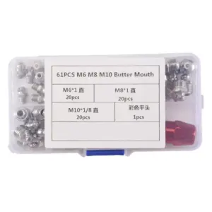 ABWZ-61Pcs/Set Grease Fitting Pack M6/M8/M10 Metal Nipple Mechanical Lubrication Part Grease Nipple Fitting Assortment Kits