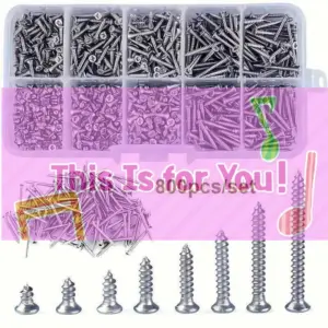 【HMA】800pcs Self Tapping Wood Screws Set, M2 Flat Head Sheet MetalScrew, Self Tapping Screws Assortment Kit