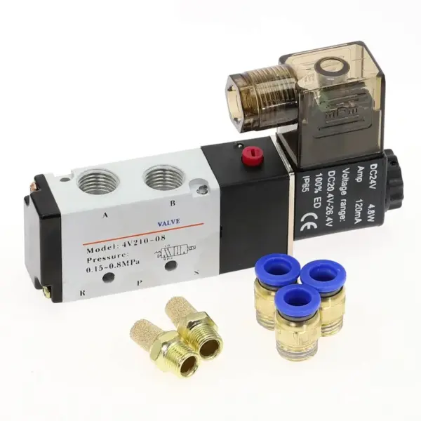 4V210-08 Pneumatic Cylinder Valve Electric Solenoid Valves 5 Way 2 Position Control Air Gas Magnetic 12V 24V 220V Coil Volt Hose