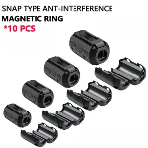 Magnetic Ferrite Ring Core Clip-On Bead Clamp Choke Coil EMI RFI Noise Filter Suppressor Snap Cable Anti-Interference Shield