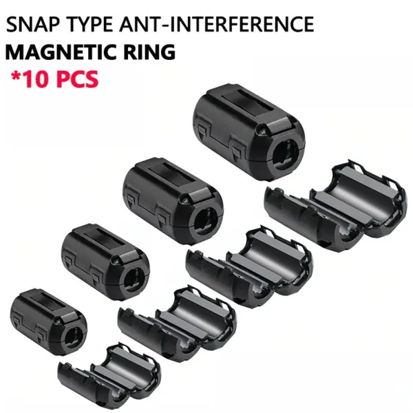 Magnetic Ferrite Ring Core Clip-On Bead Clamp Choke Coil EMI RFI Noise Filter Suppressor Snap Cable Anti-Interference Shield