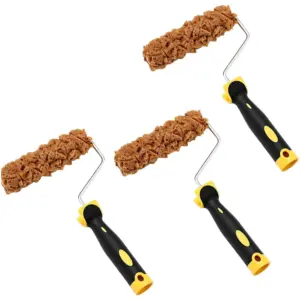 3 Piece Textured Sponge Paint Roller Brush Kit 6 Inch Rollers for Easy Wall Texturing and Unique Pattern Creation