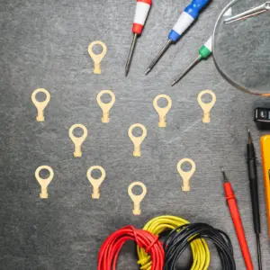 100Pcs Grounding Terminal Copper Crimp Ring Connectors Heavy Duty Open O Type Wire Lugs Battery Cable Terminals Electrical