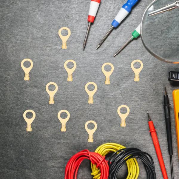 100Pcs Grounding Terminal Copper Crimp Ring Connectors Heavy Duty Open O Type Wire Lugs Battery Cable Terminals Electrical