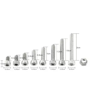 M2.5 A2 Stainless Steel Hex Socket Screws Bolt and Hex Nuts Assortment