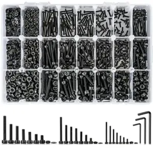 2025 Trend 1260PCS Metric Bolt Assortment M2 , 21 Sizes Screws Nuts And Hex Socket Head Cap Machine Kit Black