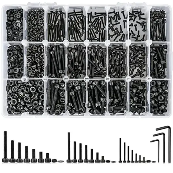 2025 Trend 1260PCS Metric Bolt Assortment M2 , 21 Sizes Screws Nuts And Hex Socket Head Cap Machine Kit Black