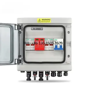 Solar Photovoltaic DC 500V PV Combiner Box With Lightning Protection 2 Input 1 Out Fuse MCB SPD Waterproof Box IP65
